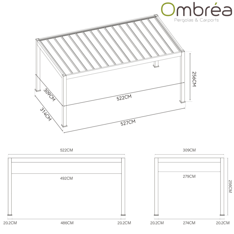 Ombrea - Carport Ombréa (1 véhicule) - 3x5M - Image 9