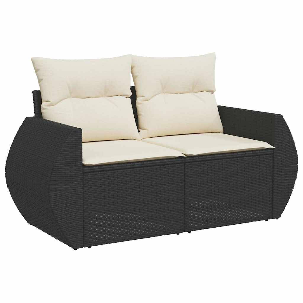 Salon de Jardin Modulable 7 Places Résine Tressée et Bois d'Acacia 8 pcs avec Table Noir – ComfortXL Outdoor Living - Image 6