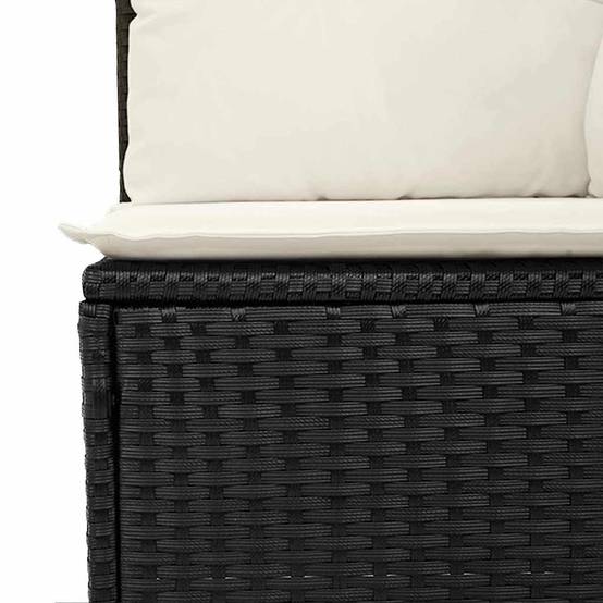 Salon de Jardin Modulable 7 Places Résine Tressée et Bois d'Acacia 8 pcs avec Table Noir – ComfortXL Outdoor Living - Image 7
