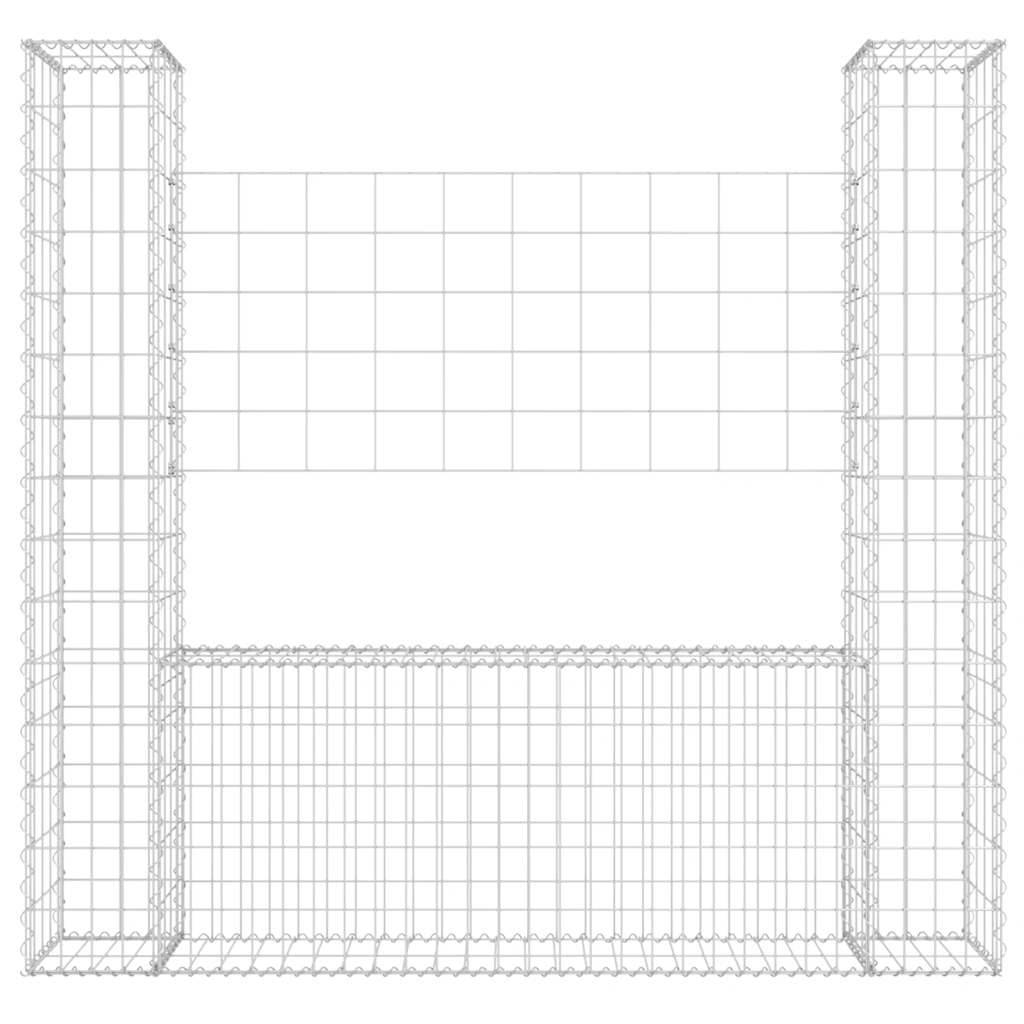 PANGIVO - Panier de gabion en fer argenté 140 x 20 x 150 cm avec 2 poteaux - PANGIVO - Image 3