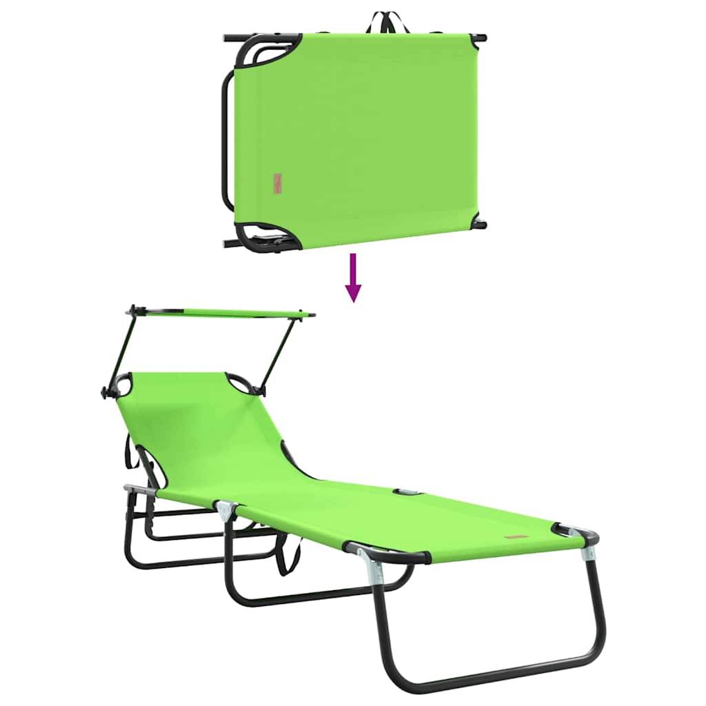 Maison Chic - Chaise longue | Transat | Bain de soleil pliante Vert 190 x 57 x 81 cm oxford - Image 8