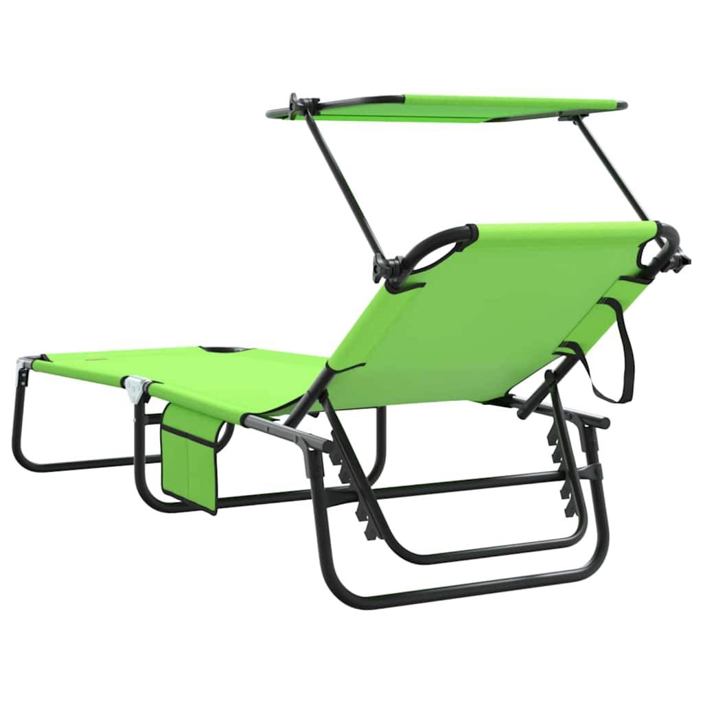 Maison Chic - Chaise longue | Transat | Bain de soleil pliante Vert 190 x 57 x 81 cm oxford - Image 6