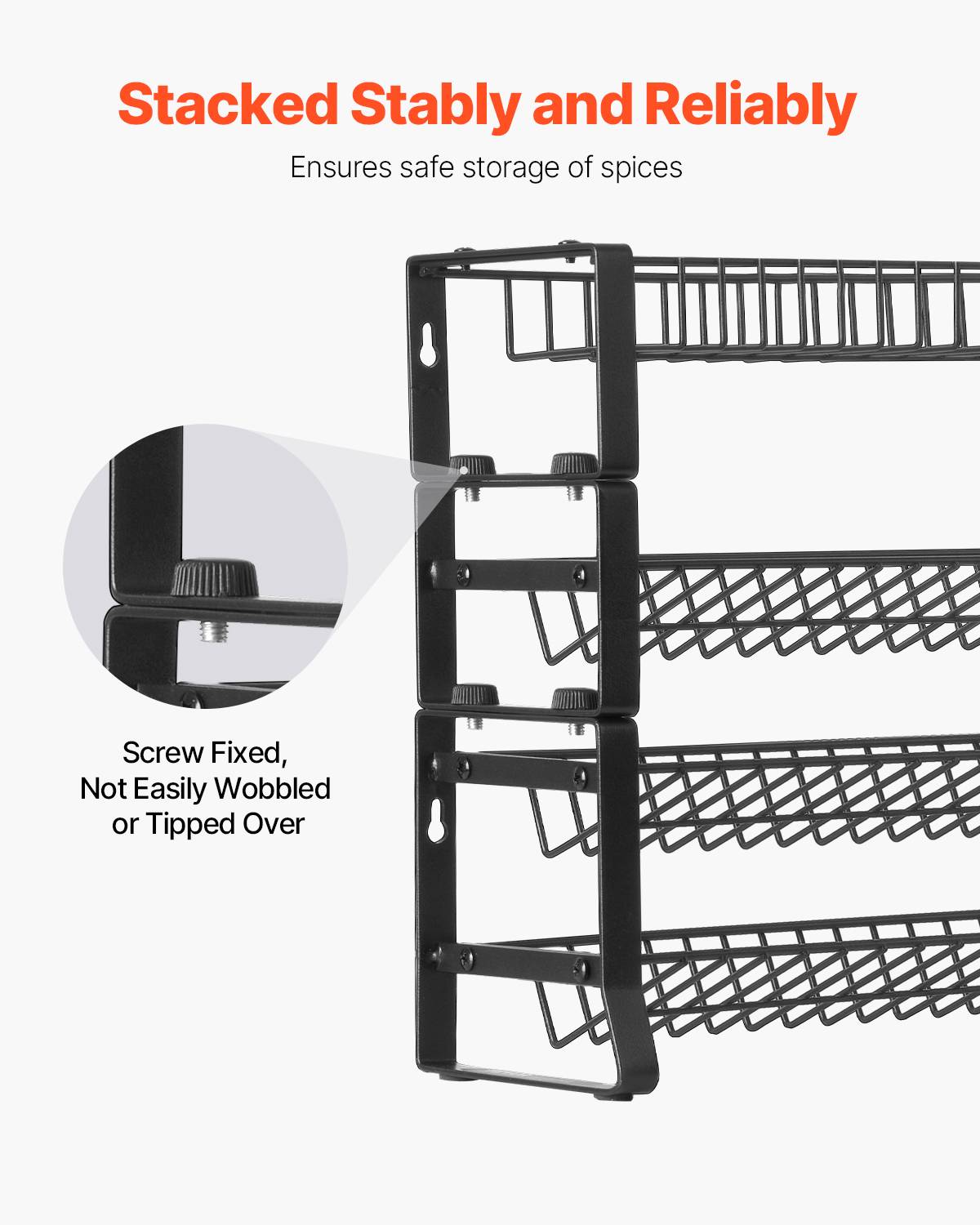 VEVOR Étagère épices amovible, 401x116mm, 4 niveaux, organisation cuisine, placard. - Image 3