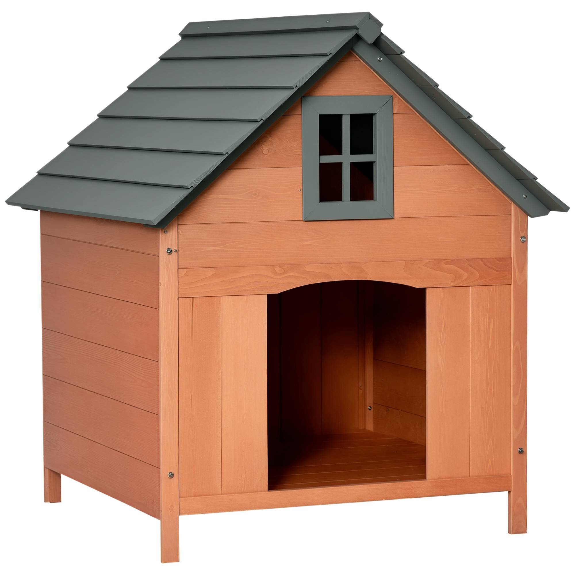 Niche surélevée pour chiens jusqu'à 15 kg, chenil d'extérieur en bois de sapin, 81,3 x 91,5 x 98,5 cm - Image 1