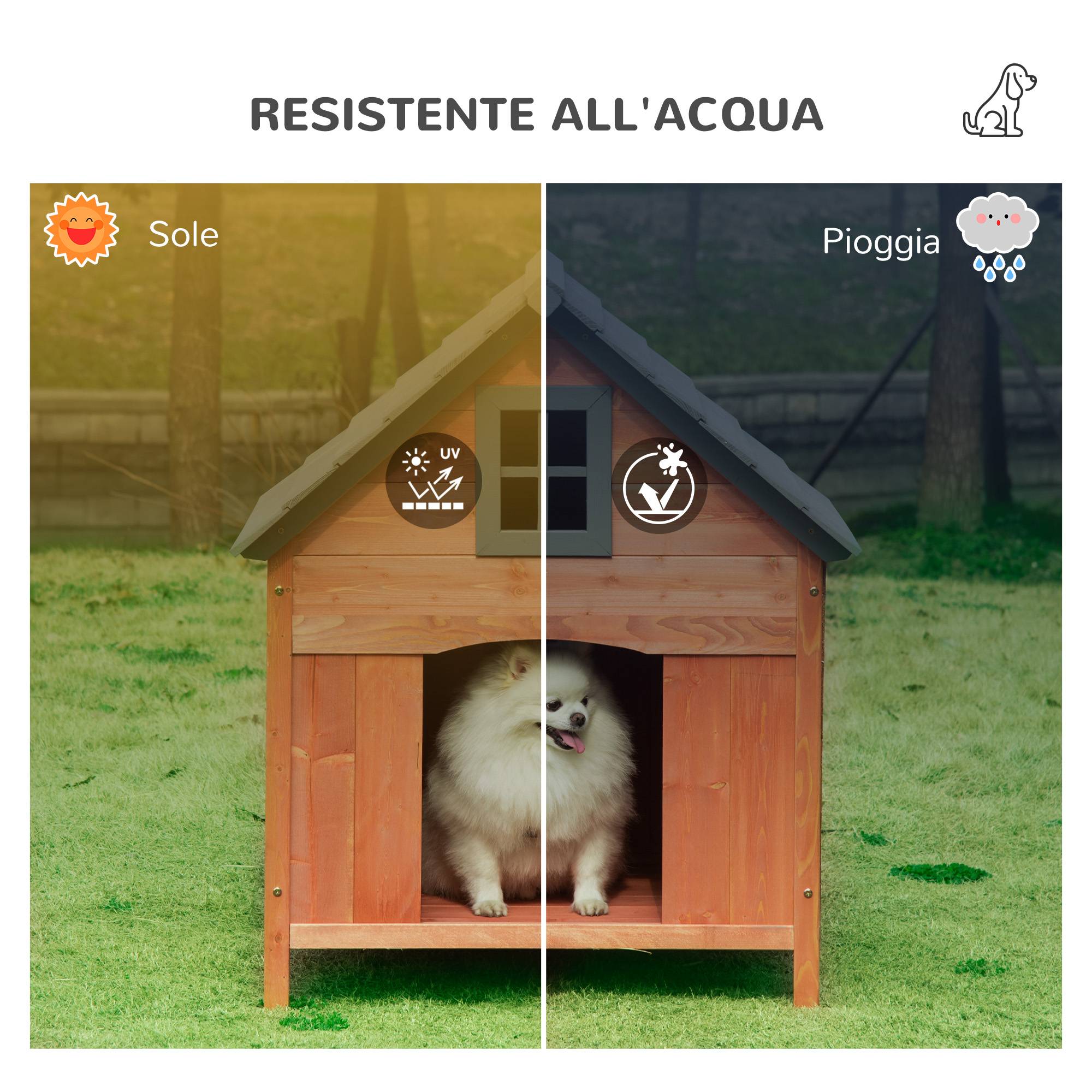 Niche surélevée pour chiens jusqu'à 15 kg, chenil d'extérieur en bois de sapin, 81,3 x 91,5 x 98,5 cm - Image 6