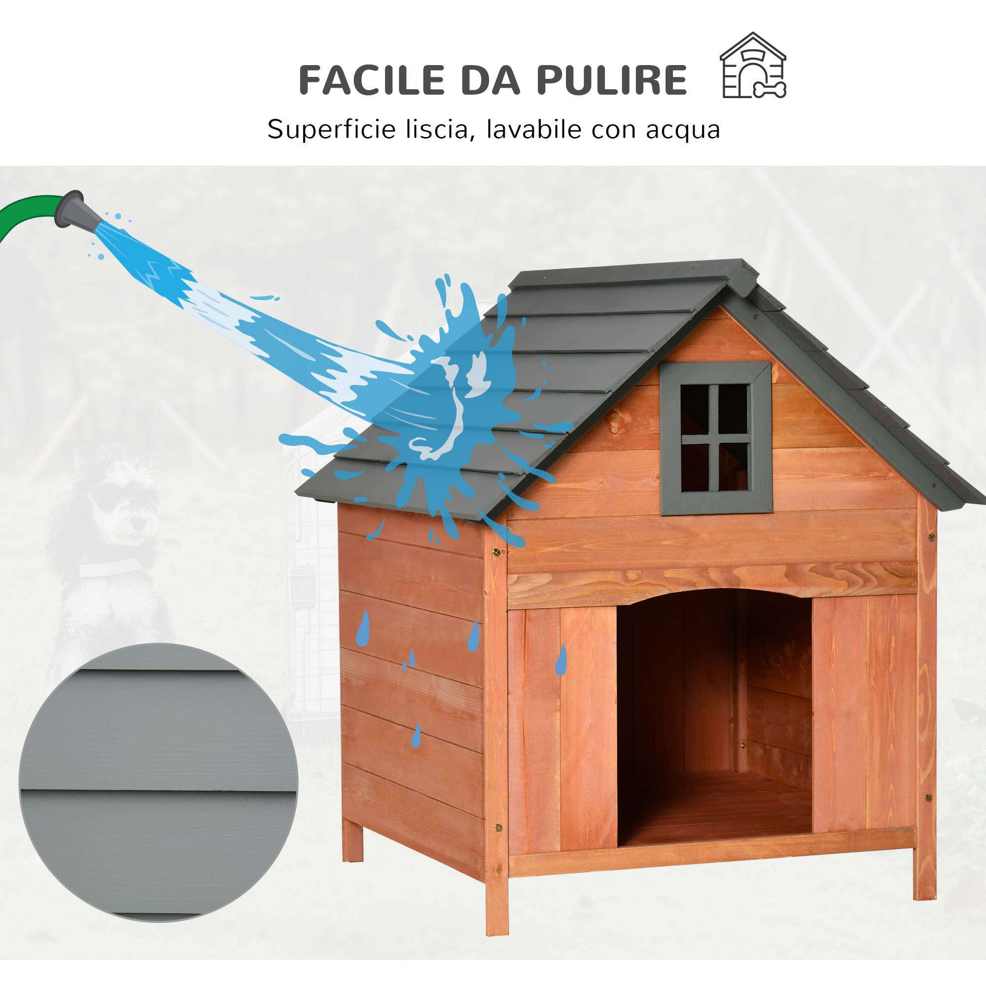 Niche surélevée pour chiens jusqu'à 15 kg, chenil d'extérieur en bois de sapin, 81,3 x 91,5 x 98,5 cm - Image 7