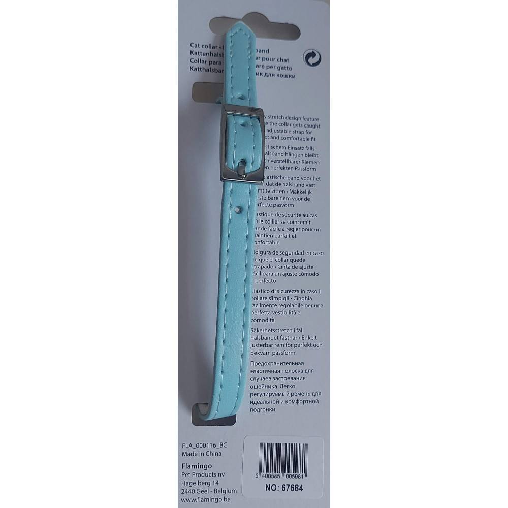 Collier 30 cm x 11 mm bleu clair avec strass et clochette pour chat - Image 3