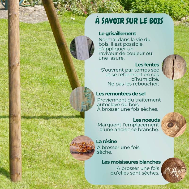 Soulet - Balançoire en bois traité 3 agrès Pacco - Image 9