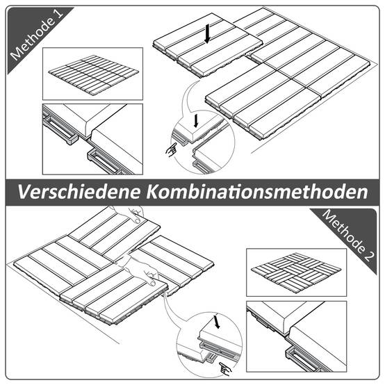 Dalles de terrasse plastique balcon jardin clipsables effet bois 30x30cm noir lot de 9 - ComfortXL Outdoor Living - Image 6