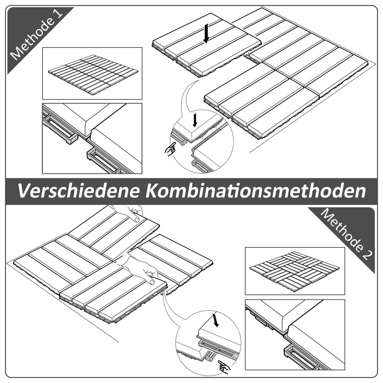 Dalles de terrasse plastique balcon jardin clipsables effet bois 30x30cm noir lot de 9 - ComfortXL Outdoor Living - Image 6