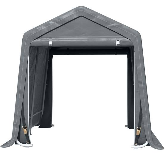 Abri de jardin tente de stockage 2 portes zippées cadre métallique 280 x 240 x 240 cm gris foncé - Image 2