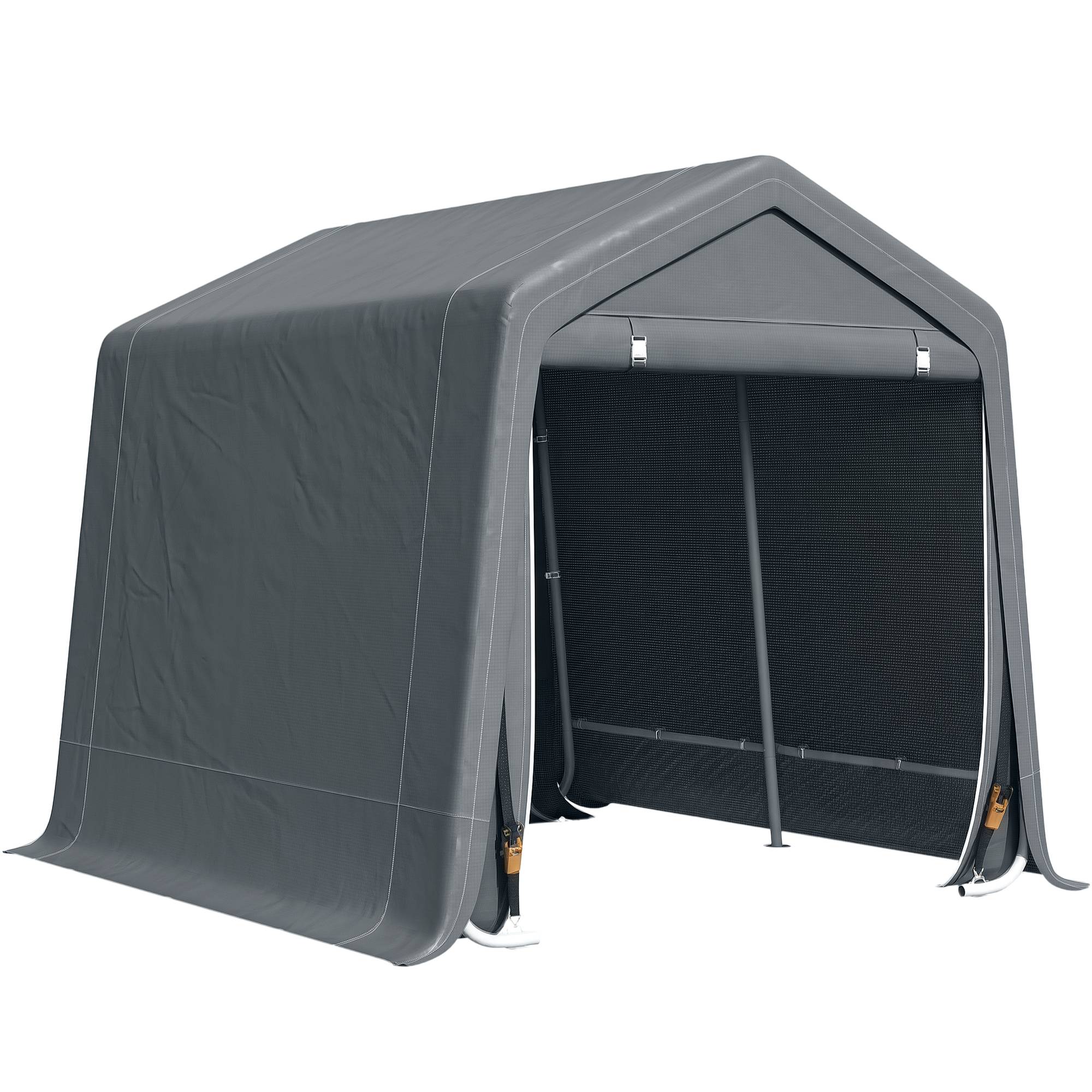 Abri de jardin tente de stockage 2 portes zippées cadre métallique 280 x 240 x 240 cm gris foncé - Image 1