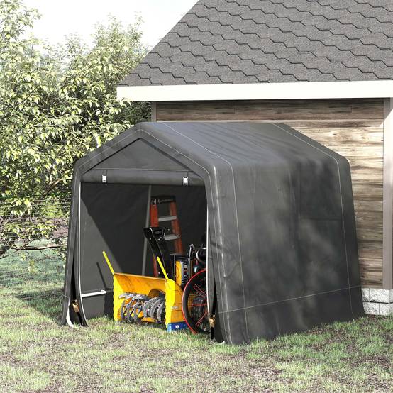 Abri de jardin tente de stockage 2 portes zippées cadre métallique 280 x 240 x 240 cm gris foncé - Image 4