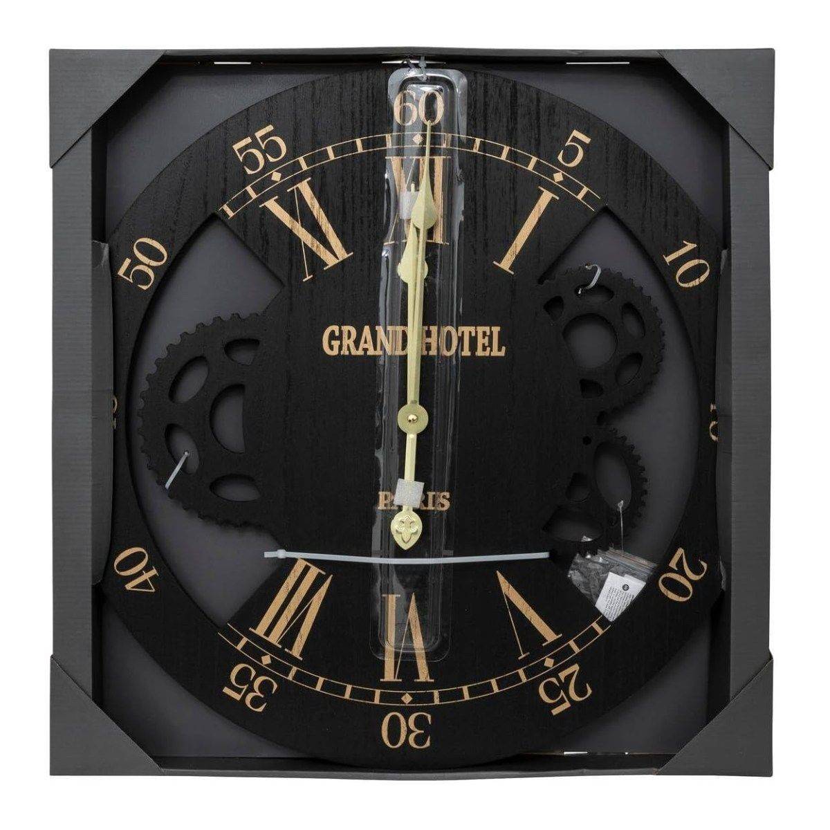 Pendule murale Noire et Dorée métallisé aspect vieilli D 54 cm - Image 3