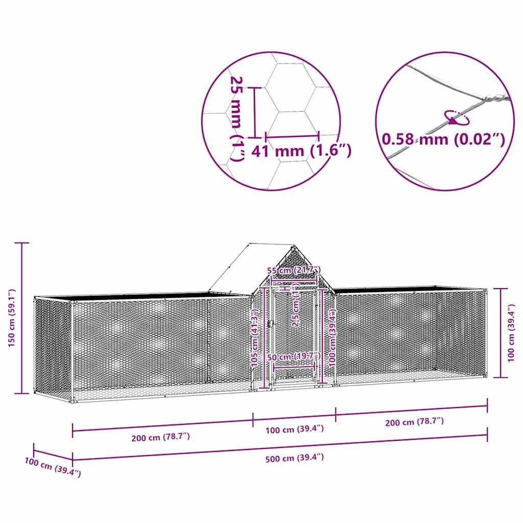 Prolenta Premium - Poulailler acier argent 5 x 1 x 1,5 m - Prolenta premium p3139.3 - Image 8