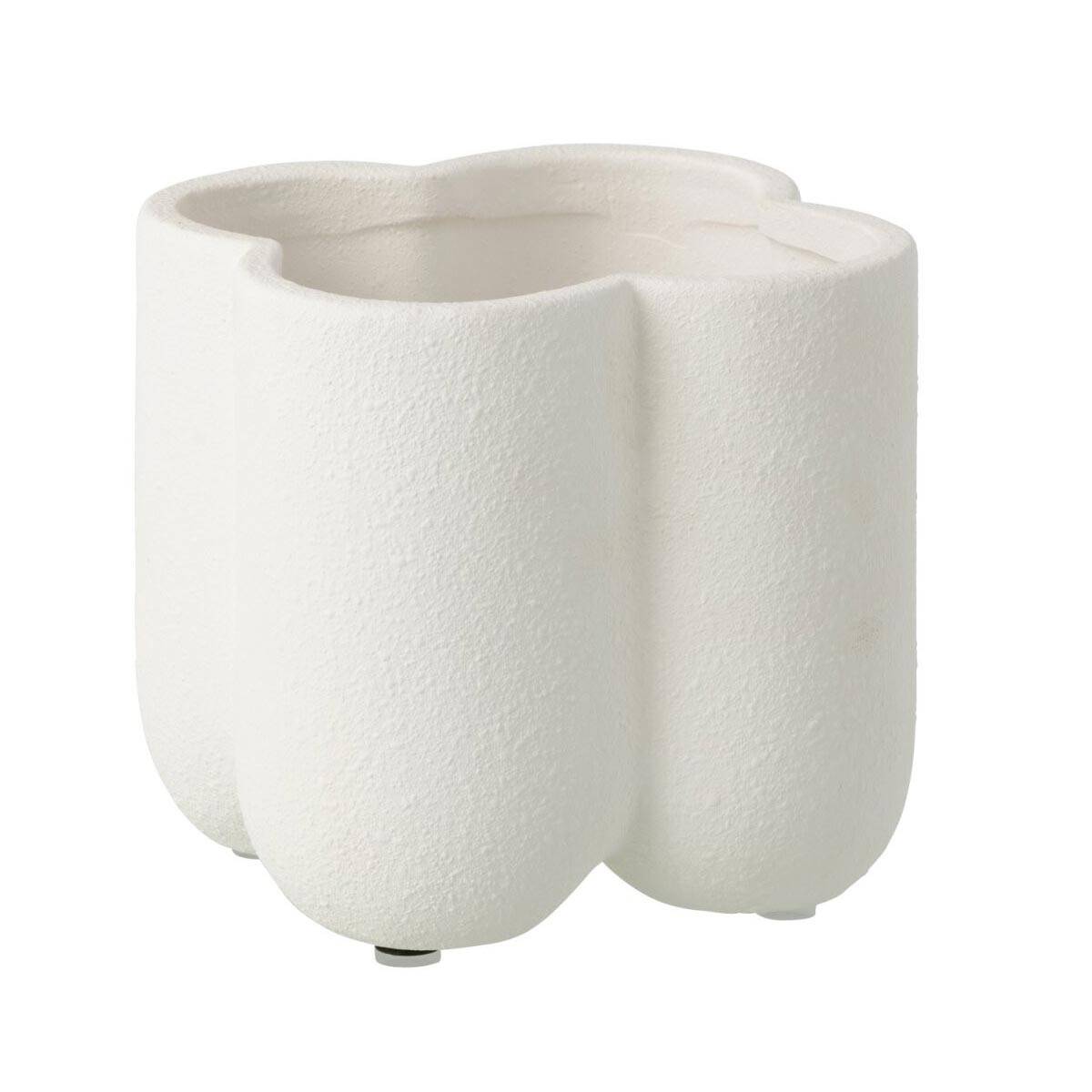 J-Line - Cache-Pot en Argile "Buddy" 17cm Blanc