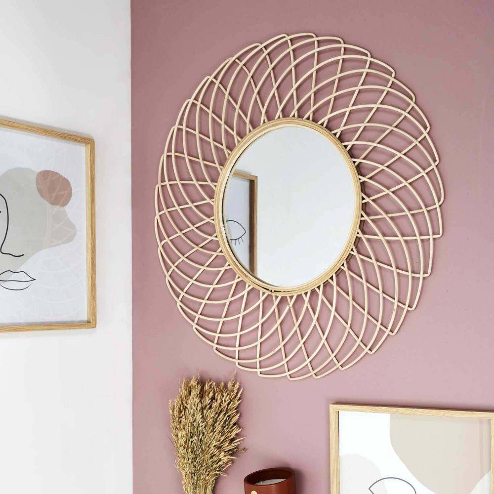 The Home Deco Factory - Miroir rond en rotin Rosace 90 cm - Image 2