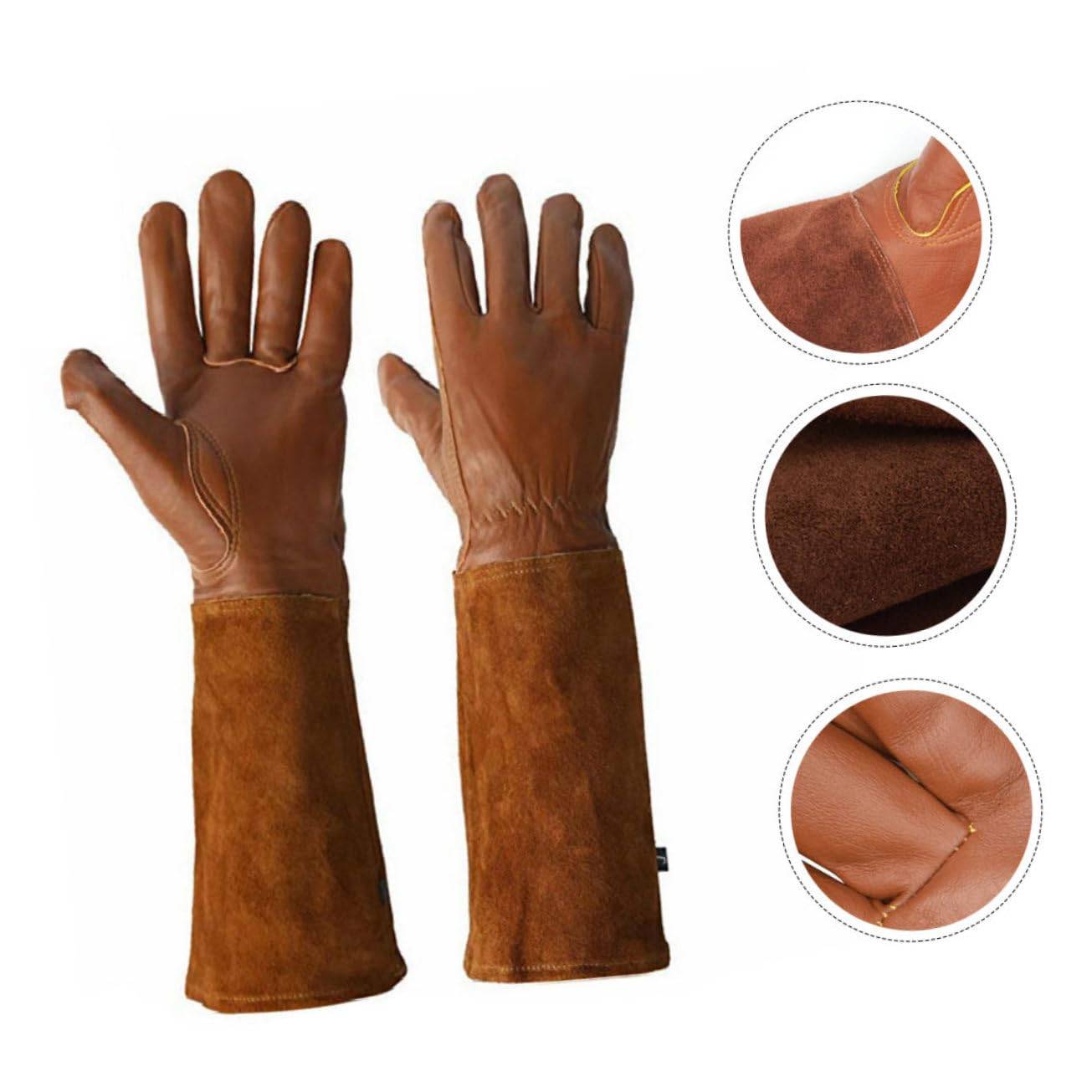 Gants de jardinage, femme/homme - Gants anti-perforation, gants longs de protection de l'avant-bras, ciseaux, marron-Lytech - Image 5