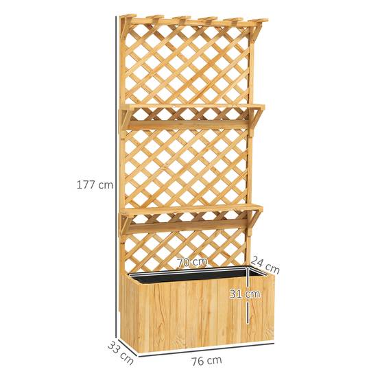 Jardinière surélevée treillis bois sapin balcon jardin doublure drainage 76x33x177cm naturel - ComfortXL Outdoor Living - Image 5