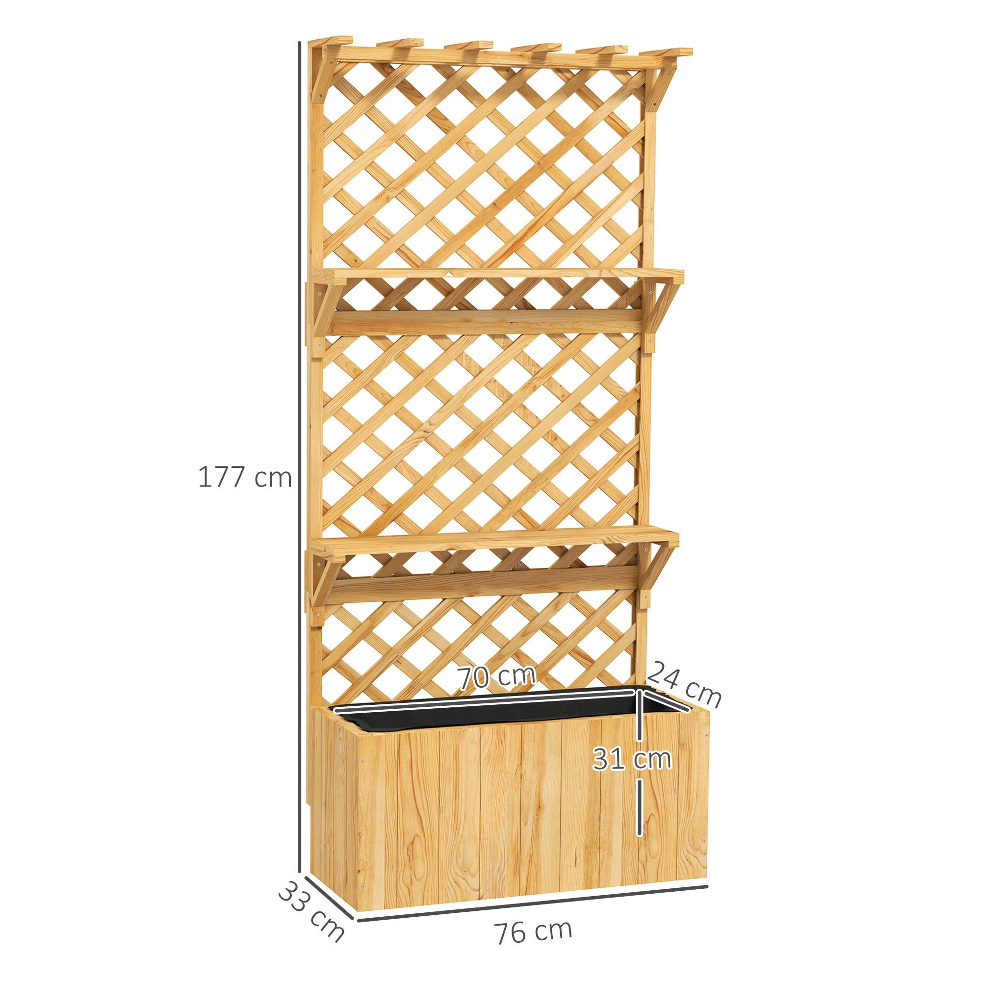 Jardinière surélevée treillis bois sapin balcon jardin doublure drainage 76x33x177cm naturel - ComfortXL Outdoor Living - Image 5
