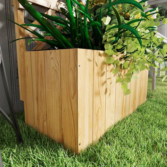 Jardinière surélevée treillis bois sapin balcon jardin doublure drainage 76x33x177cm naturel - ComfortXL Outdoor Living - Image 10