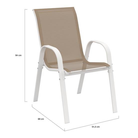 Salon de jardin MADRID table 240 CM et 10 chaises empilables blanc et beige - Image 6