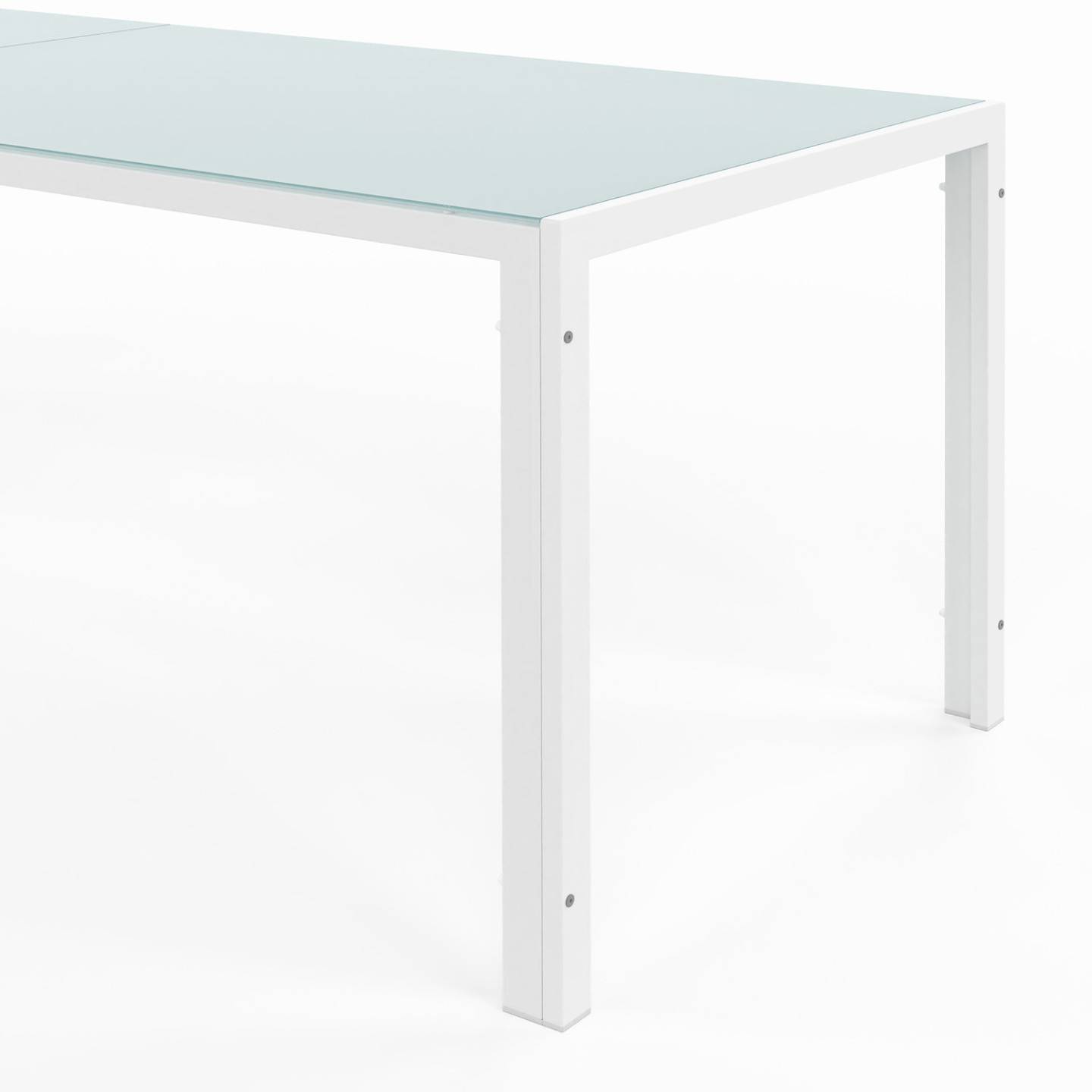 Salon de jardin MADRID table 240 CM et 10 chaises empilables blanc et beige - Image 7