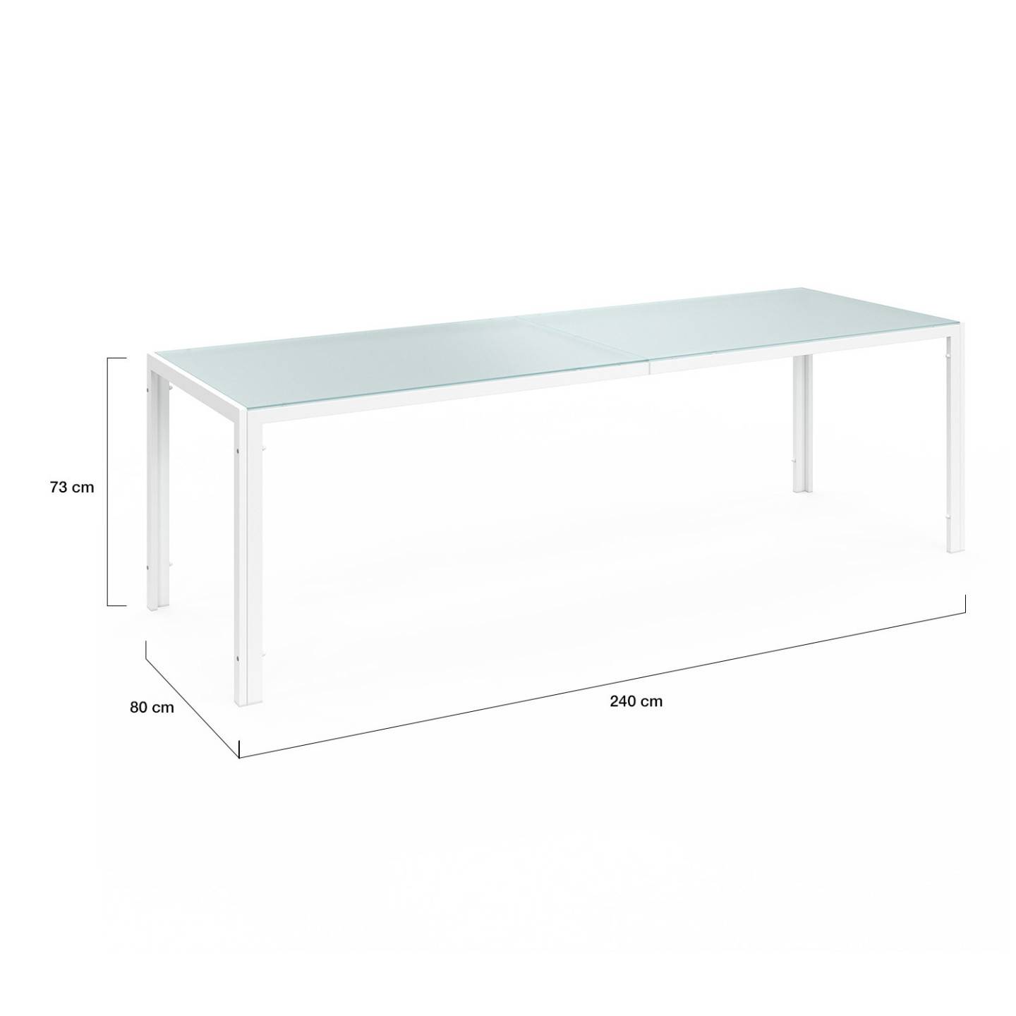 Salon de jardin MADRID table 240 CM et 10 chaises empilables blanc et beige - Image 5