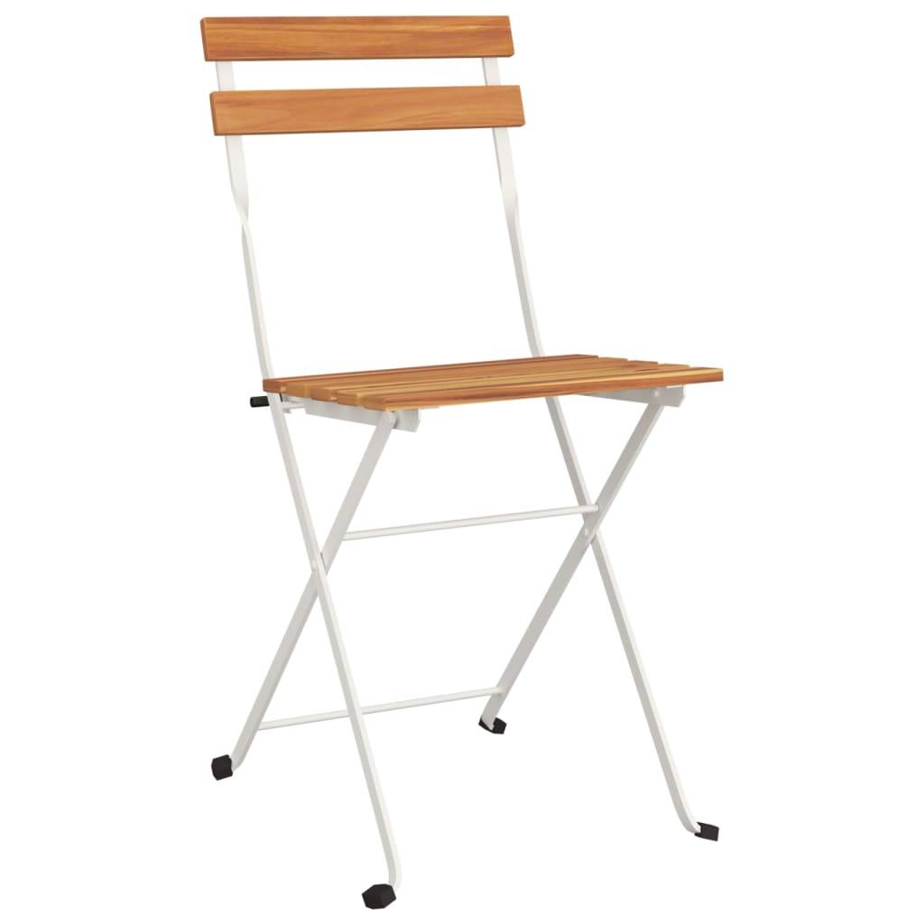 Helloshop26 - Ensemble de bistro jardin meuble extérieur terrasse pliable 3 pièces bois d'acacia solide et acier - Image 3