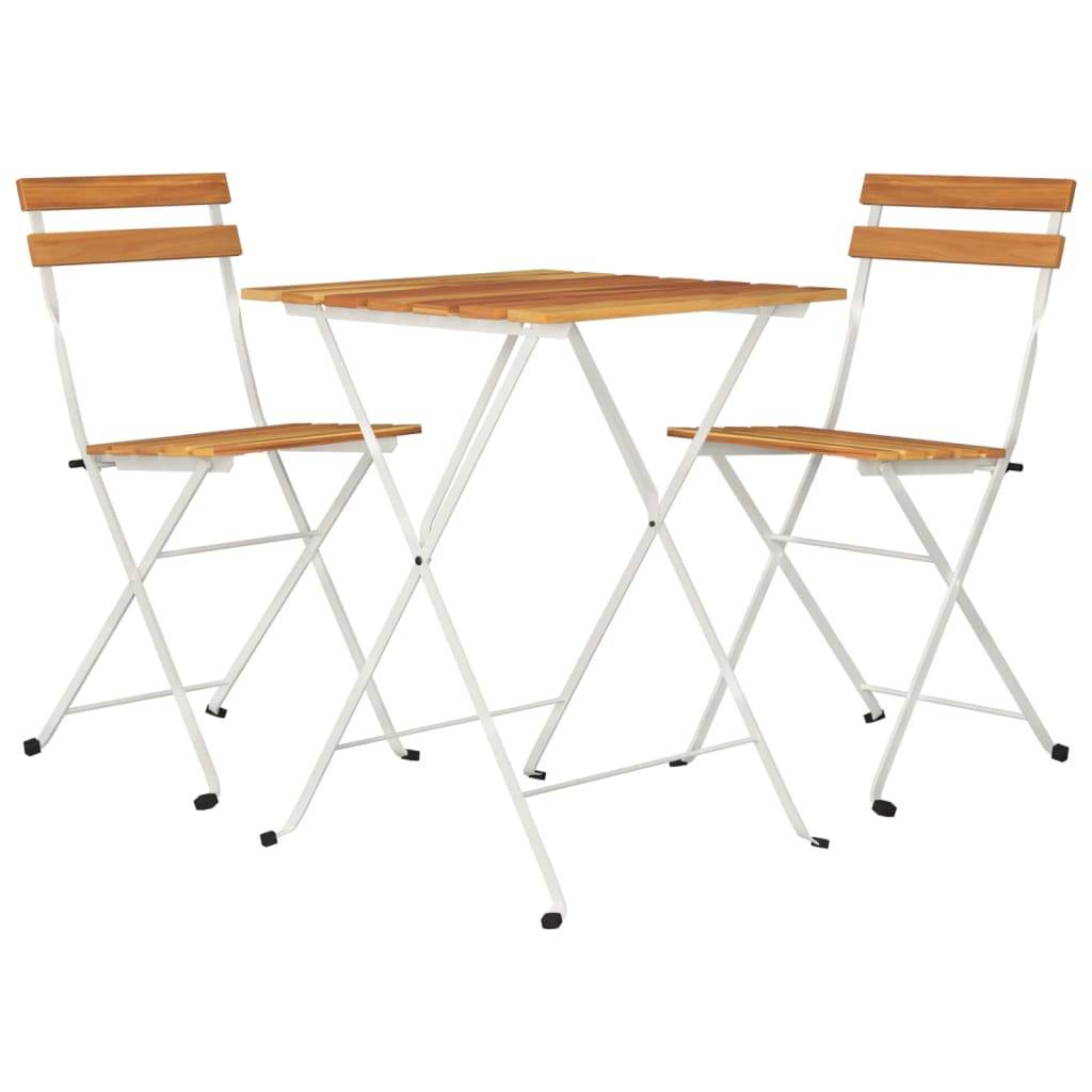 Helloshop26 - Ensemble de bistro jardin meuble extérieur terrasse pliable 3 pièces bois d'acacia solide et acier - Image 1