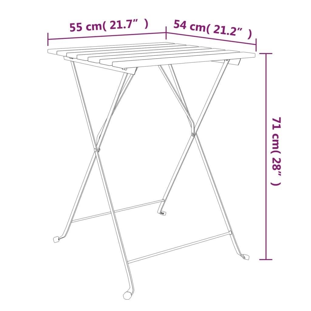 Helloshop26 - Ensemble de bistro jardin meuble extérieur terrasse pliable 3 pièces bois d'acacia solide et acier - Image 7
