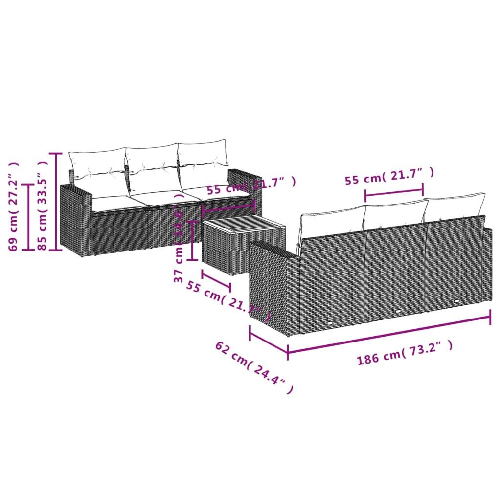 ComfortXL - Grand Salon de Jardin Bas 7 Pièces Résine Tressée Noire Avec Rangement Coussins Bleus Patio – ComfortXL Outdoor Living - Image 10