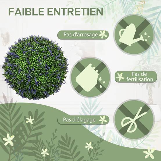 Lot de 2 boules topiaires artificielles, fausses plantes décoratives résistantes aux UV, Ø 42 cm - Image 7