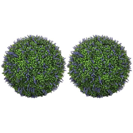 Lot de 2 boules topiaires artificielles, fausses plantes décoratives résistantes aux UV, Ø 42 cm - Image 2