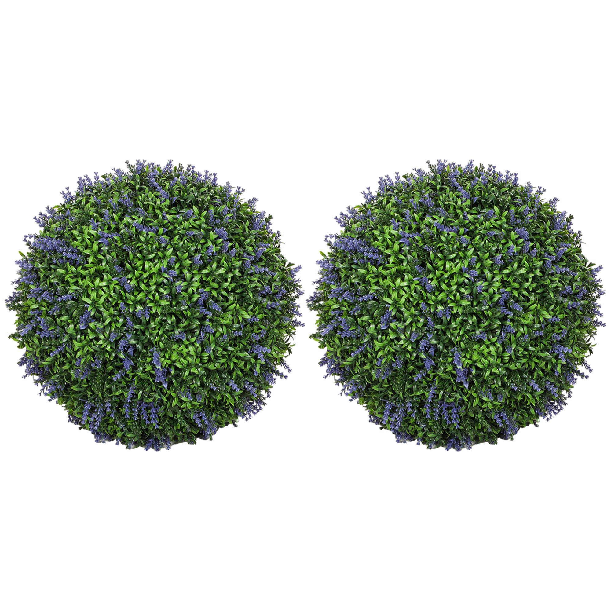 Lot de 2 boules topiaires artificielles, fausses plantes décoratives résistantes aux UV, Ø 42 cm - Image 2