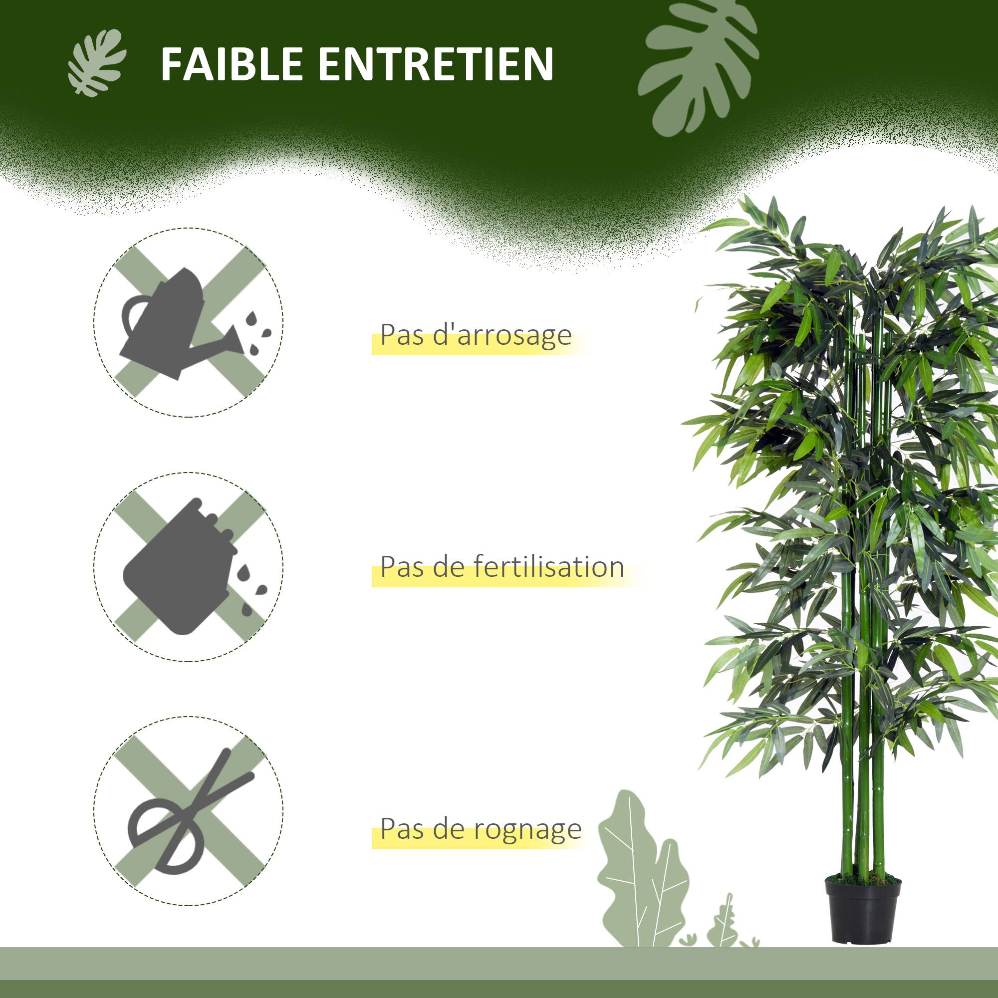 Bambou Artificiel XXL 1,80H m arbre artificiel Feuilles denses réalistes Pot Inclus Noir Vert - Image 8