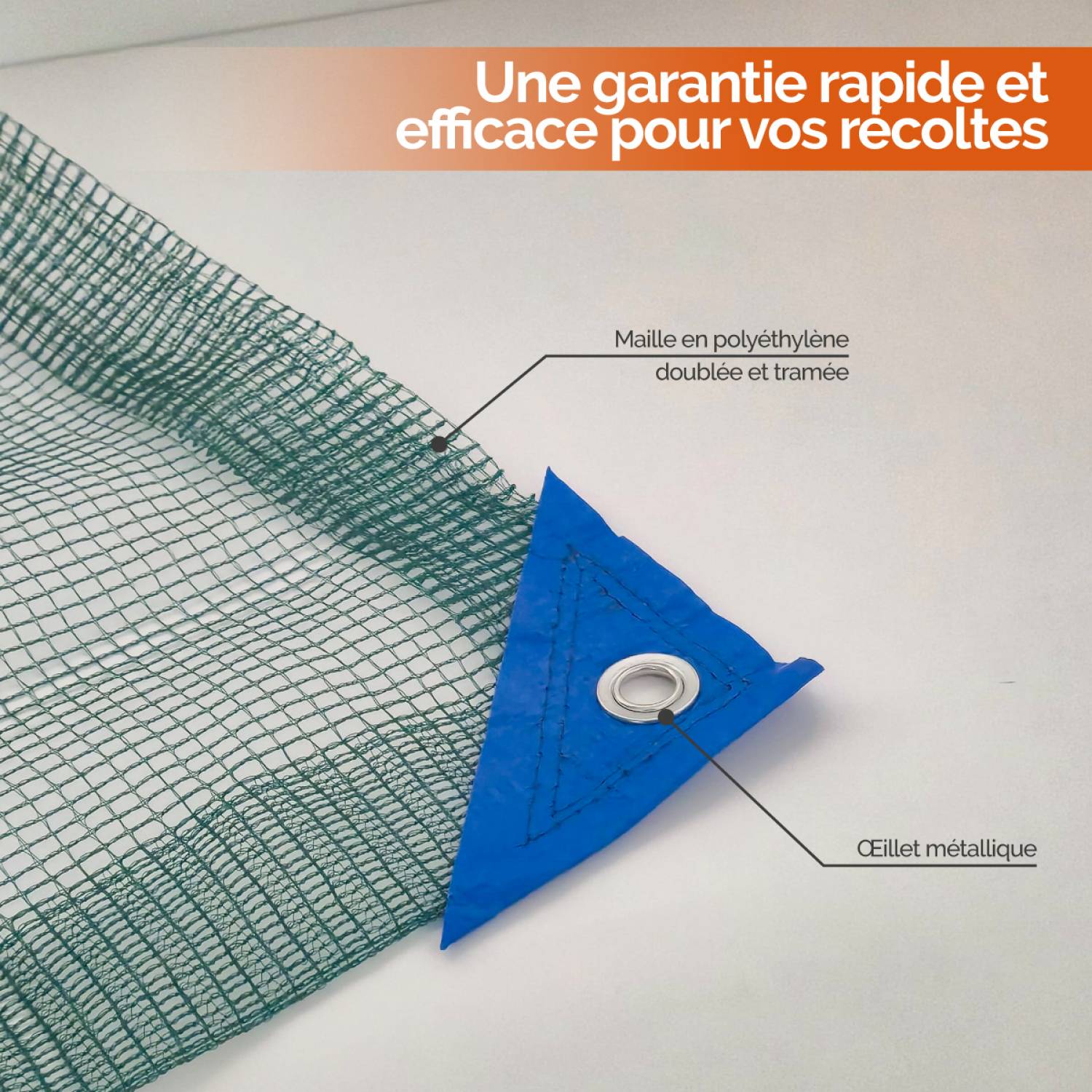 Filet de récolte pour olives ou autres avec oeillets et ouverture tronc - 12 x 12 m - Vert - Linxor - Image 3
