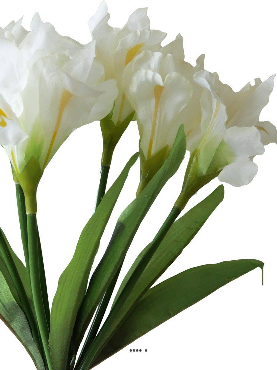 Artificielles - Bouquet d'Iris factices 7 fleurs et 7 feuilles H28cm superbe Crème - couleur: Crème - Image 2