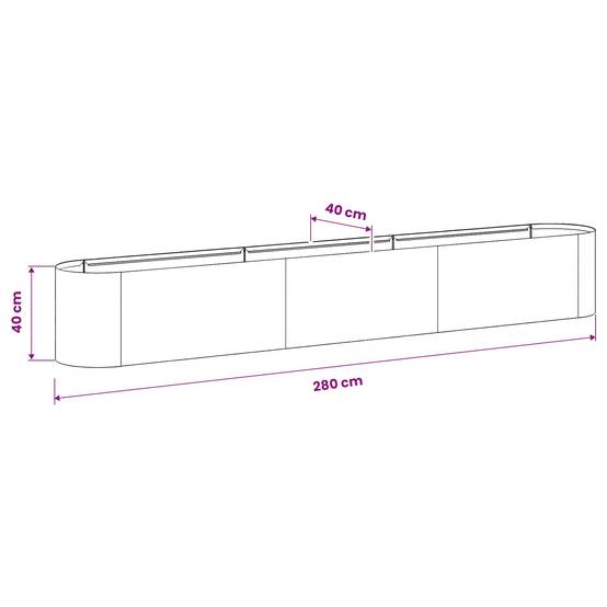 ComfortXL - Long Bac à Légumes Acier pour Jardinage Extérieur Croissance Saine 280cm - ComfortXL Outdoor Living - Image 8