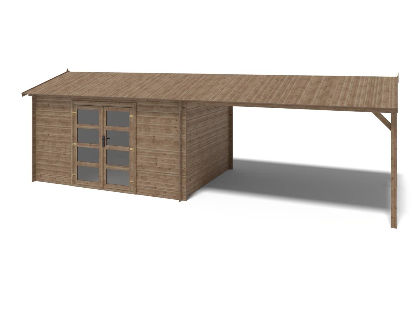 Altanka - Abri de jardin en bois - 4x3 m avec extension de 4x2.76 m - 23.06 m²- Traité - DOM677+DOS194 - ALTANKA - Image 1