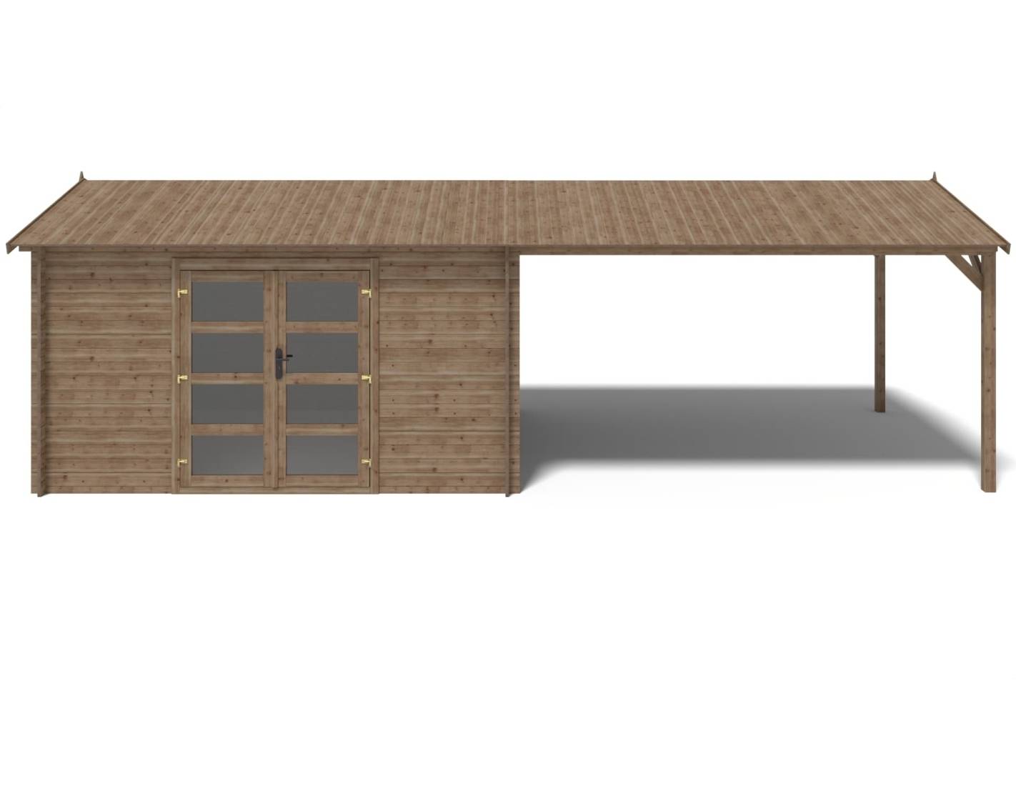 Altanka - Abri de jardin en bois - 4x3 m avec extension de 4x2.76 m - 23.06 m²- Traité - DOM677+DOS194 - ALTANKA - Image 8