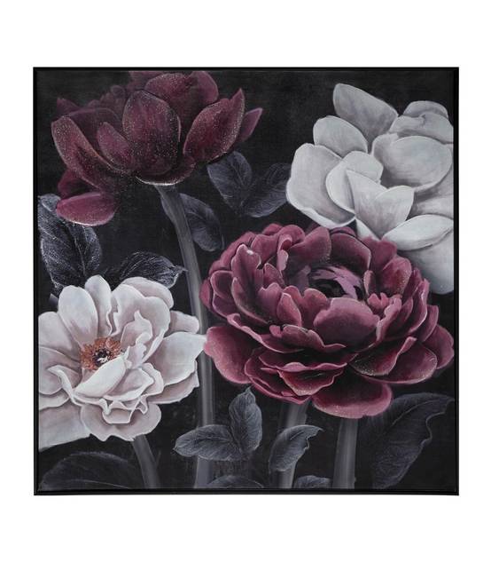 Tableau Toile murale encadrée peinte Fleurs 57 x 57 cm - Image 1