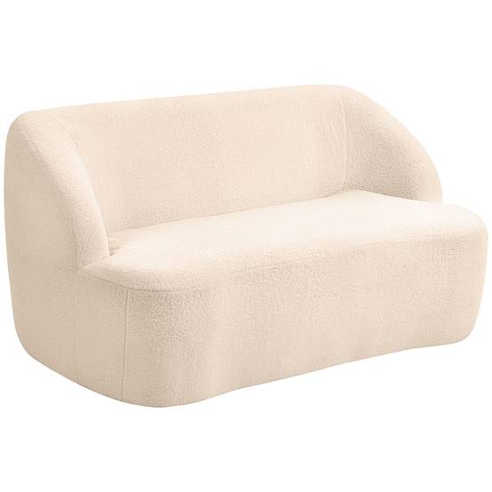 Canapé 2 places canapé en tissu bouclette 142 cm avec dossier et assise incurvés, aucun assemblage requis, beige - Image 2