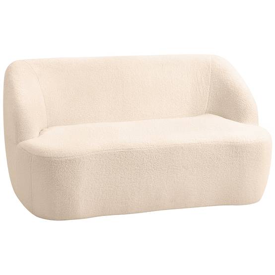 Canapé 2 places canapé en tissu bouclette 142 cm avec dossier et assise incurvés, aucun assemblage requis, beige - Image 1