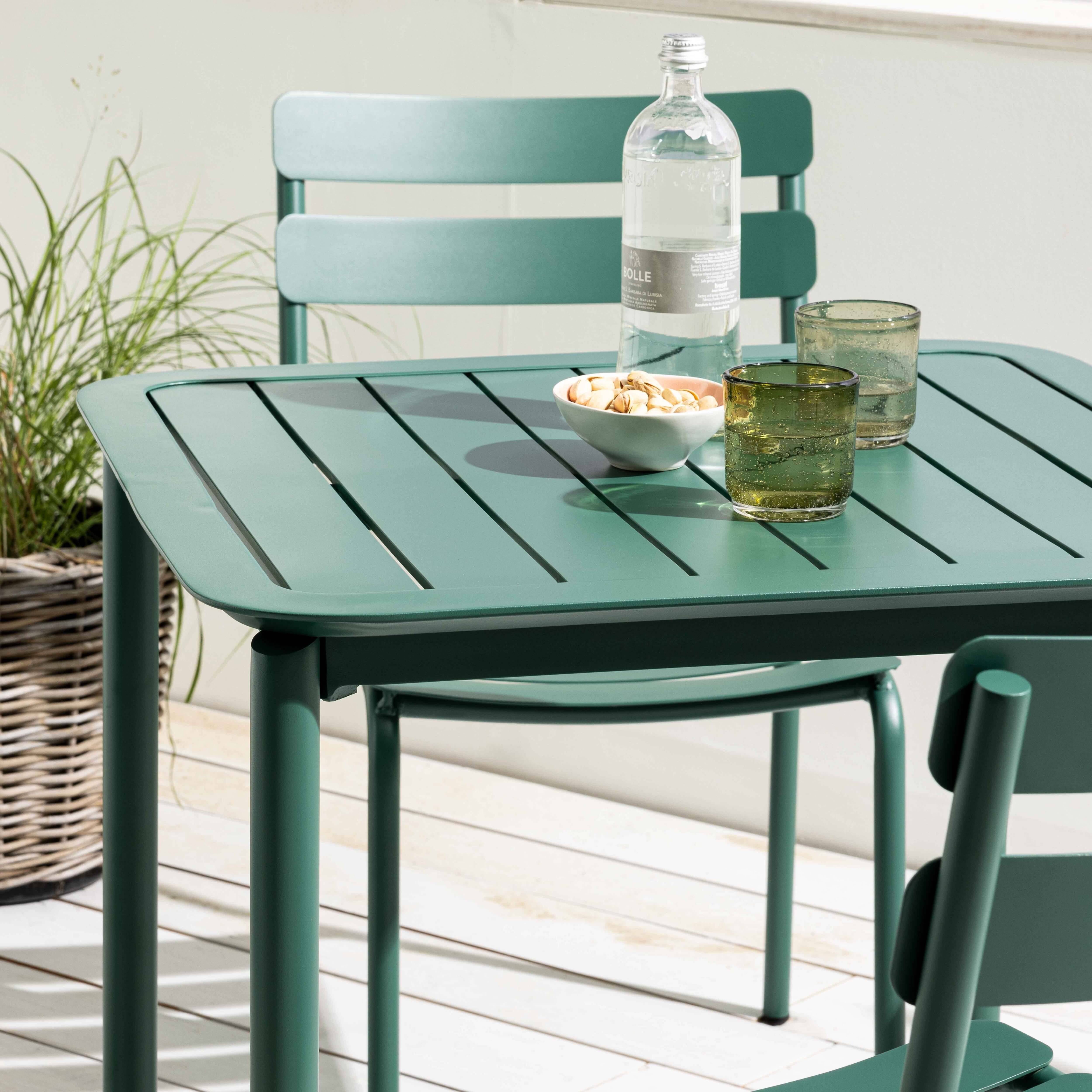 Oviala - Ensemble table de terrasse 70cm et 2 chaises vert foncé Almada - Oviala - Image 3