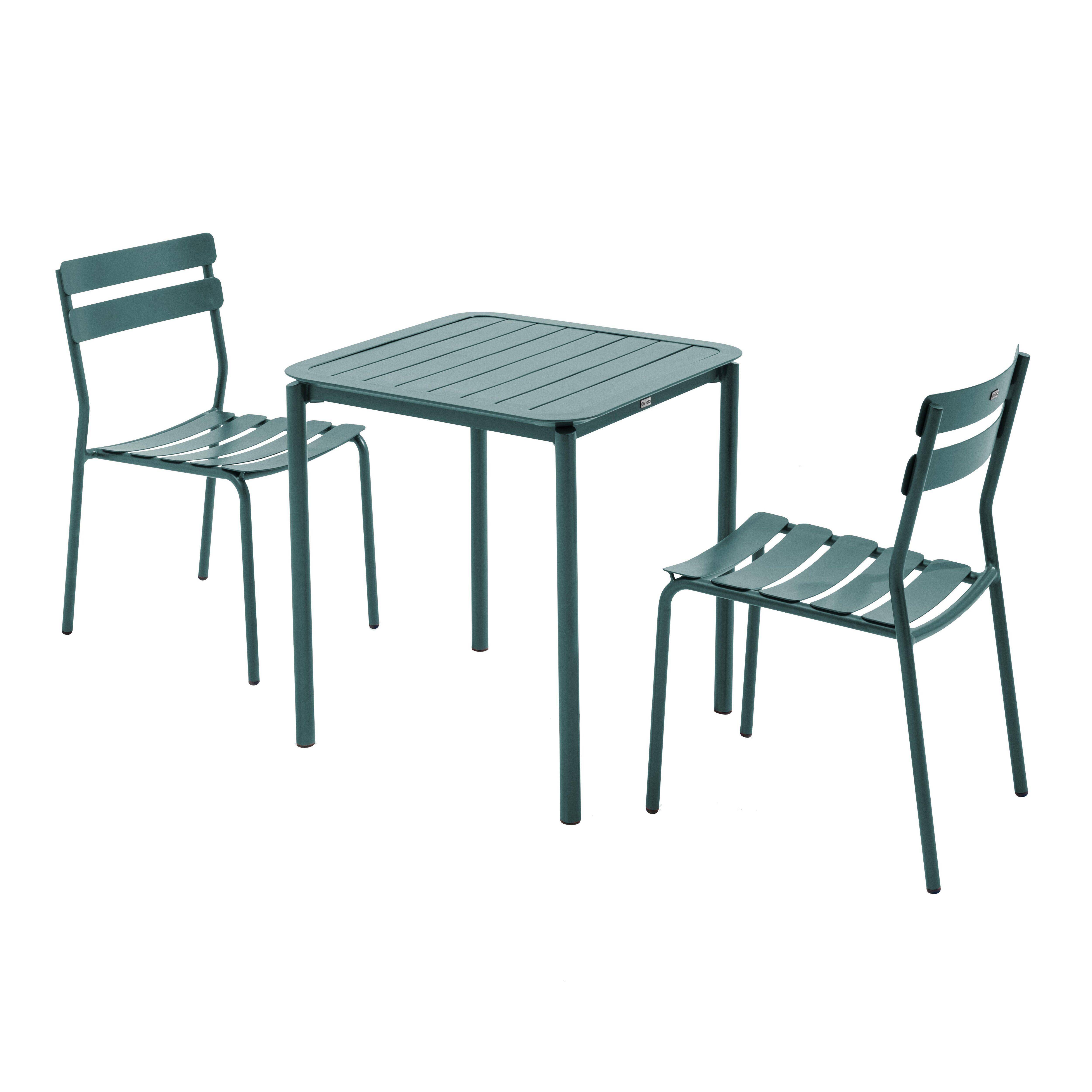 Oviala - Ensemble table de terrasse 70cm et 2 chaises vert foncé Almada - Oviala - Image 1