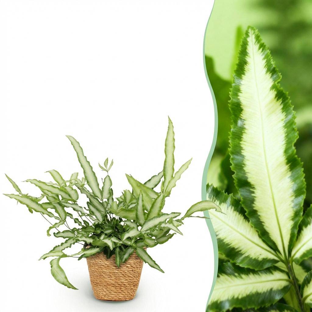 Pteris cretica Albolineata - Pet-friendly - Plante fougère - Pot de 12cm - Hauteur 20-30cm - 1 plante - Panier - Plantes d'intérieur - Image 1