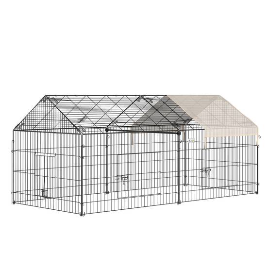 Enclos extérieur pour animaux acier galvanisé noir et beige 220 x 103 x 103 cm - PANGIVO - Image 1