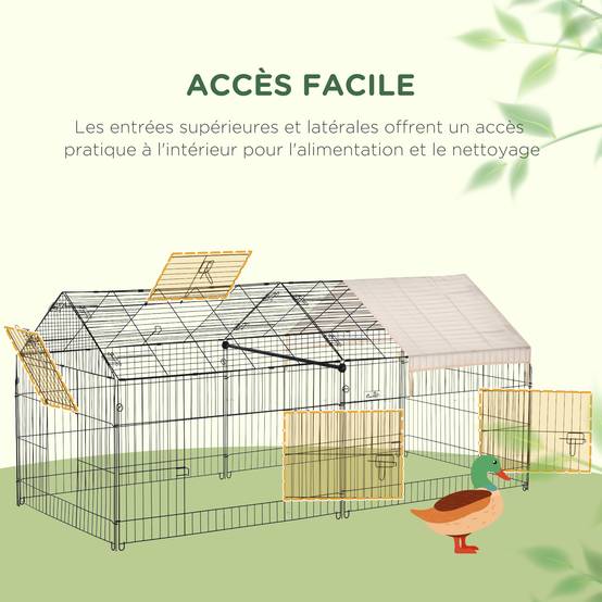 Enclos extérieur pour animaux acier galvanisé noir et beige 220 x 103 x 103 cm - PANGIVO - Image 6