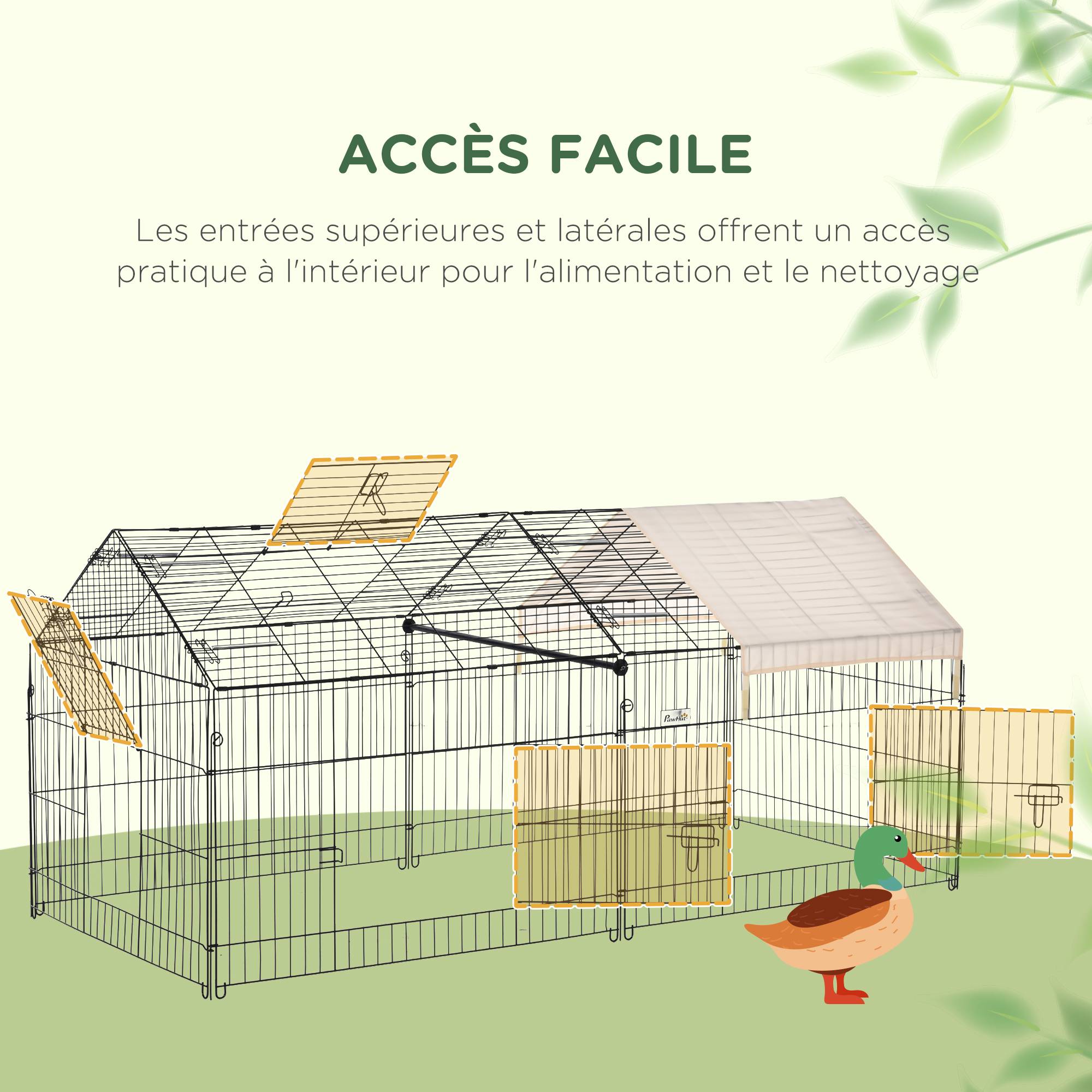 Enclos extérieur pour animaux acier galvanisé noir et beige 220 x 103 x 103 cm - PANGIVO - Image 6